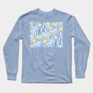 Light Blue Vibrant Tulips Long Sleeve T-Shirt